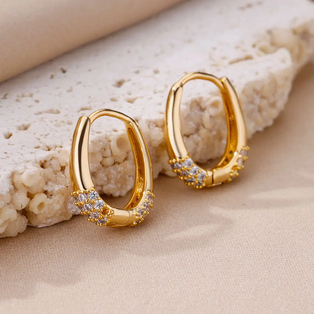 Chunky Oval Hoop Earrings For Women Gold Color Stainless Steel Earring 2023 Trend Wedding Jewelry Couple Gift aretes mujer