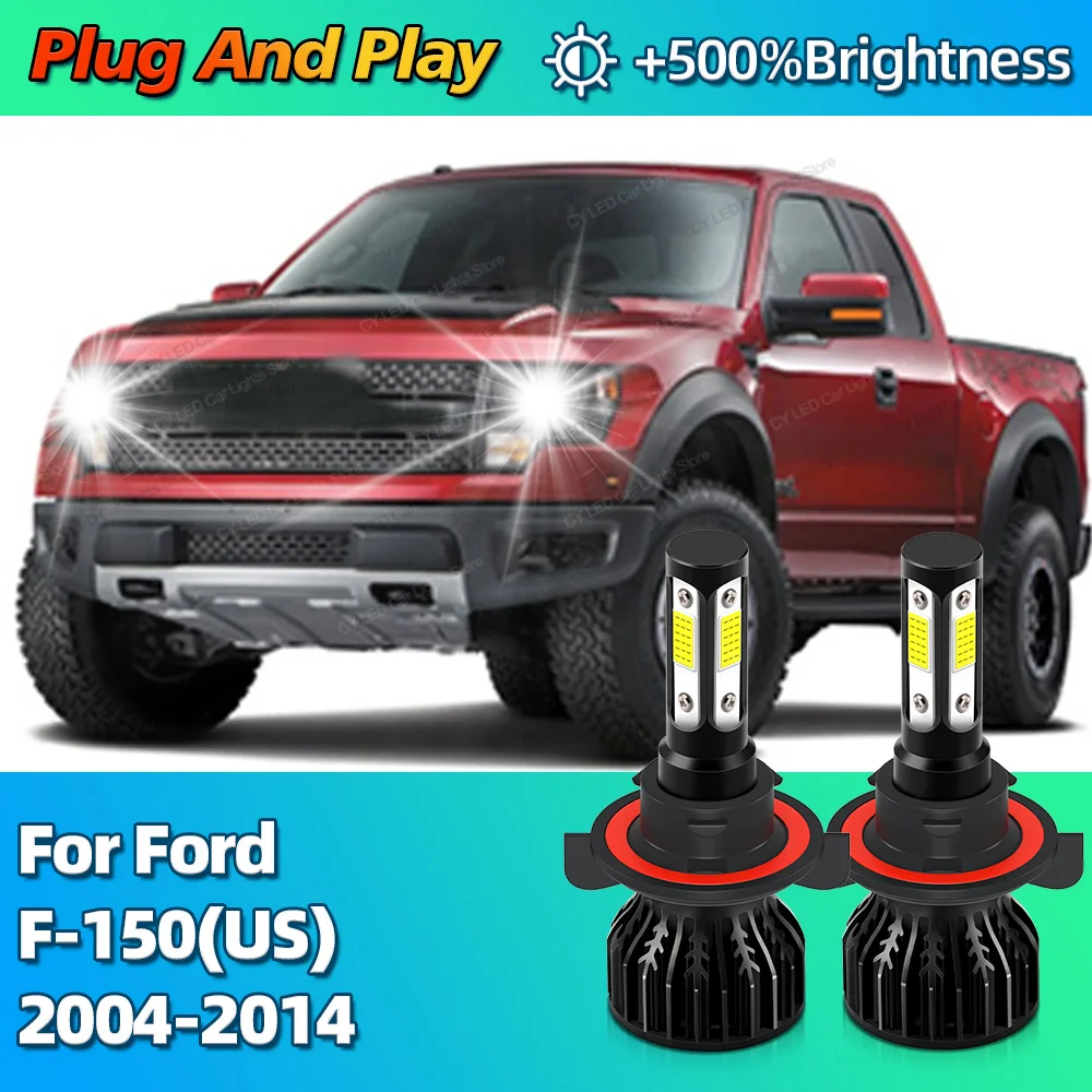 2Pcs Turbo 30000Lm Car Headlight LED Bulbs CANBUS Lights H13 9008 For Ford F-150(US) 2004 2005 2006 2007 2008-2014 Headlamp