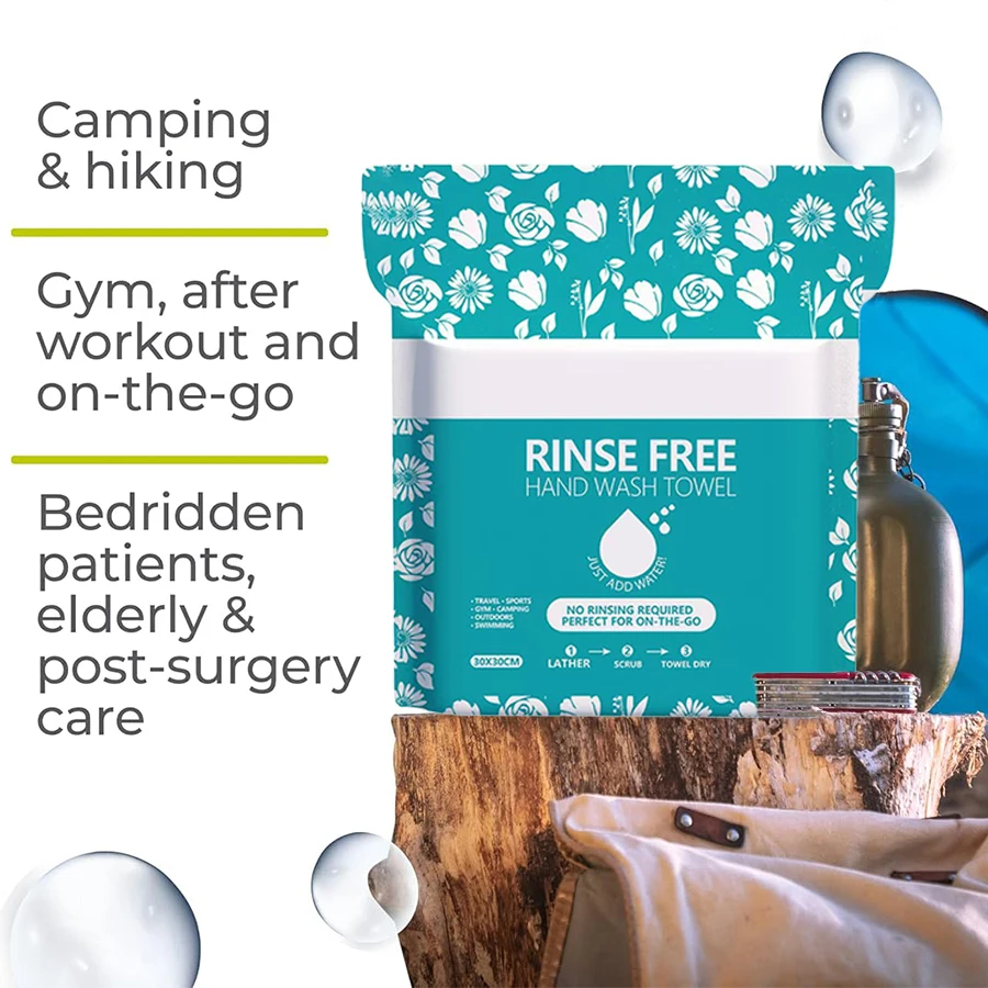 11.81In*11.81In 50Pcs Disposable No-Rinse Bath Towels, Just Wet, Lather, and Dry, Suitable for Travel, Outdoor Activities, Camping, Swimming, Fitness--25 Pieces Per Pack