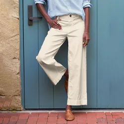 Female Solid Color Simple Casual And Versatile Wide Leg Trousers Fashionable Street Comfortable Straight Elastic Waist Pants