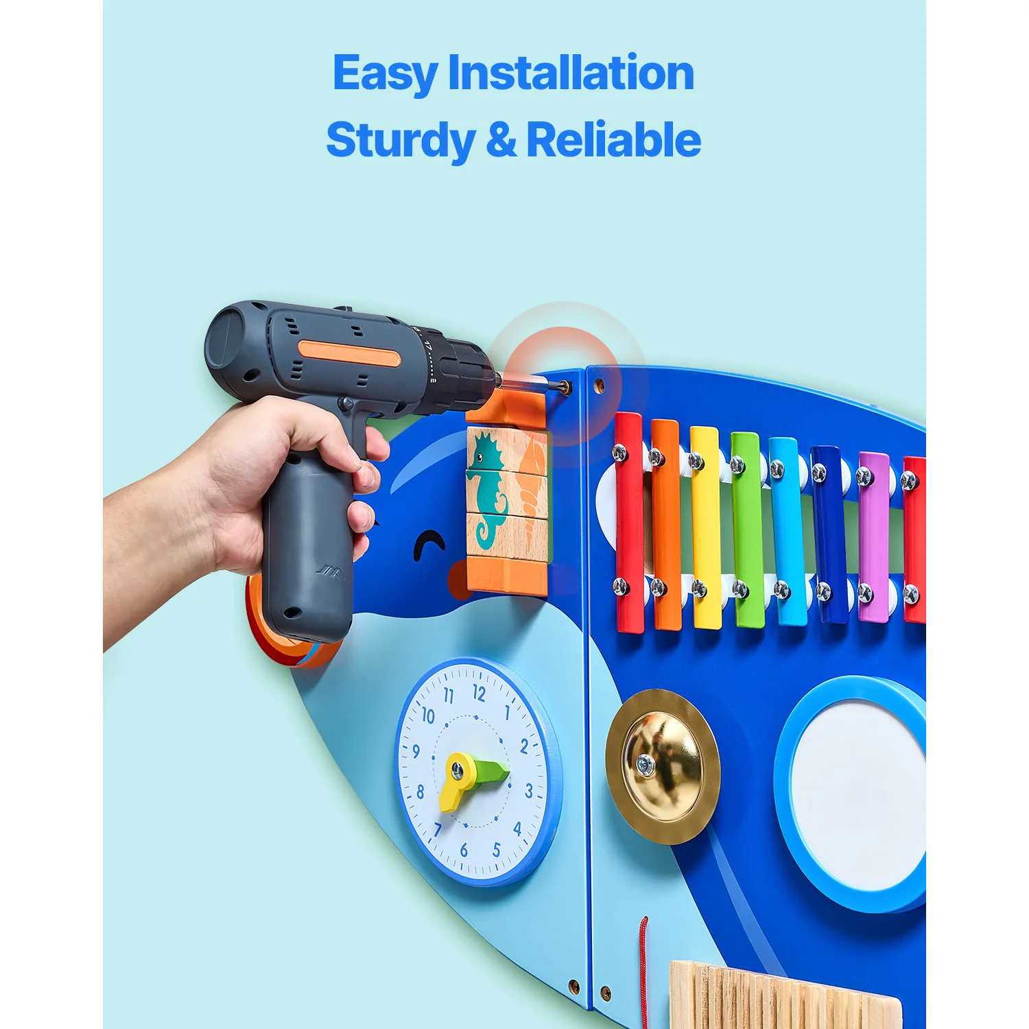 VEVOR Orca Kids Wall Busy Board 12 أنشطة لوحات معلقة ألعاب تعلم مونتيسوري الحسية للأطفال الصغار من سن 3 إلى 12 سنة ألعاب اللعب