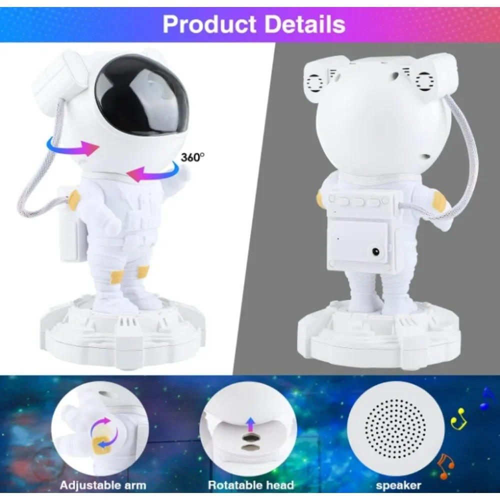 Star Projector Galaxy Night Light - Astronaut Space Projector, Starry Nebula Ceiling LED Lamp with Timer and Remote, Room Decor.