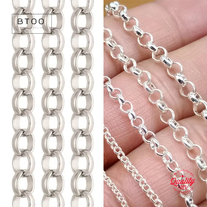 

Sterling Silver Rolo Chain 925 Unfinished Bulk Belcher Chain 1.5mm 2mm 3mm One Meter for Jewelry Making