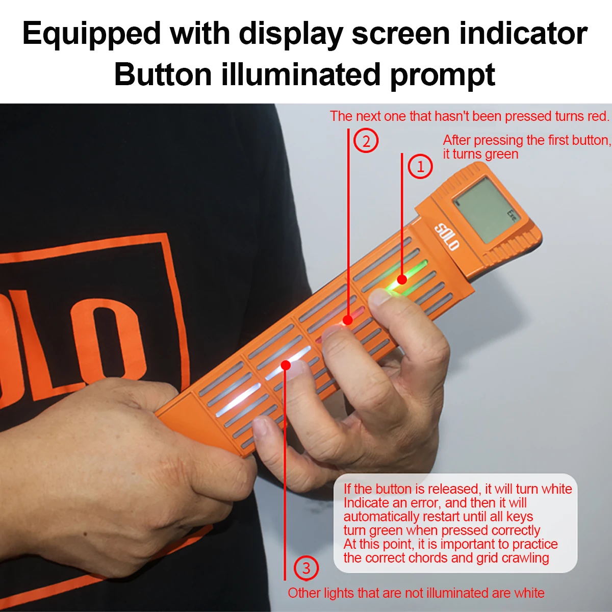 NEW Guitar Chord Trainer,Portable Guitar Neck Chord Practice Tool for Beginner, Rotating Chart Screen,Silent Practice Chord Tool