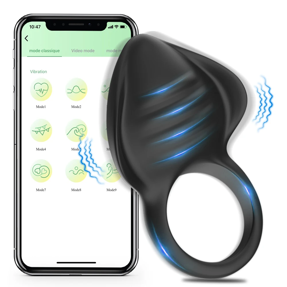 APP Control Vibrating Cock Ring Ejaculation Delay Penis Ring with Tongue Licking Clit Stimulator Adult Sex Toy for Couples view 5