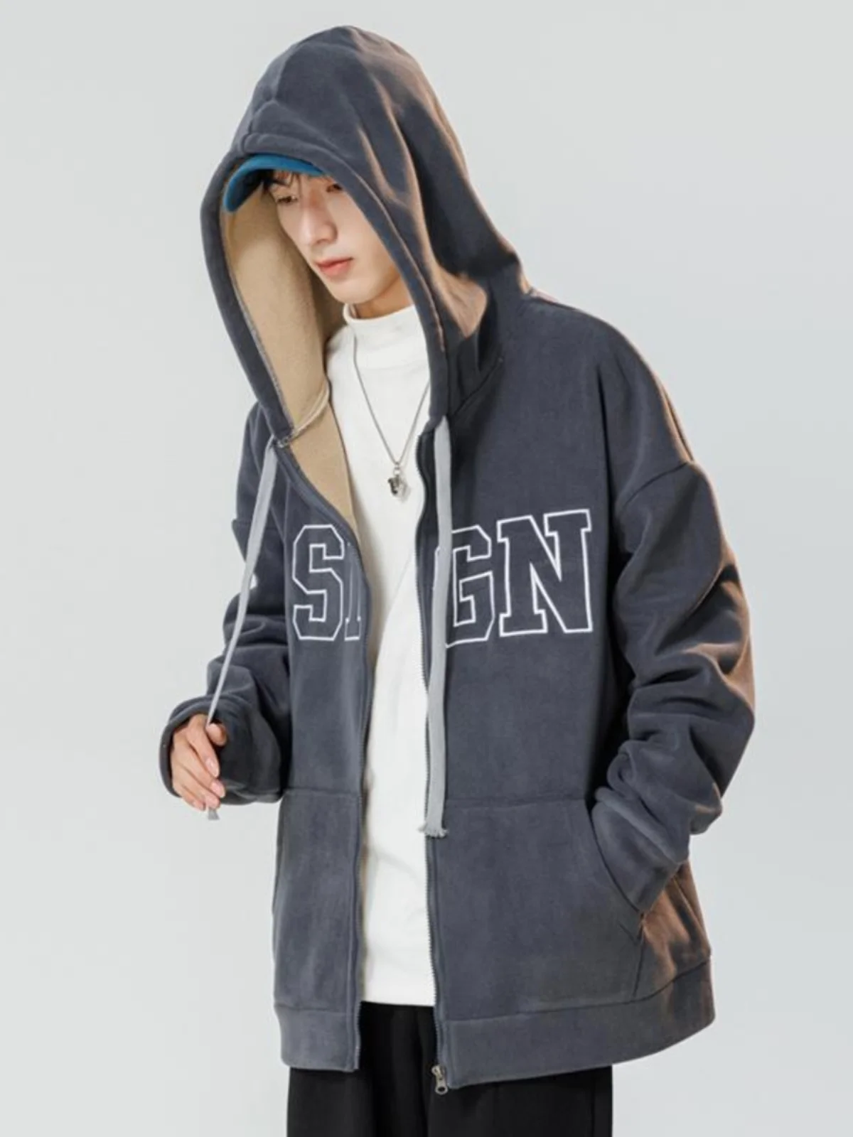 

Модный мужской кардиган-свитшот: новая американская ретро-куртка с капюшоном, вышивкой букв, для весны и осени, повседневный спортивный топ