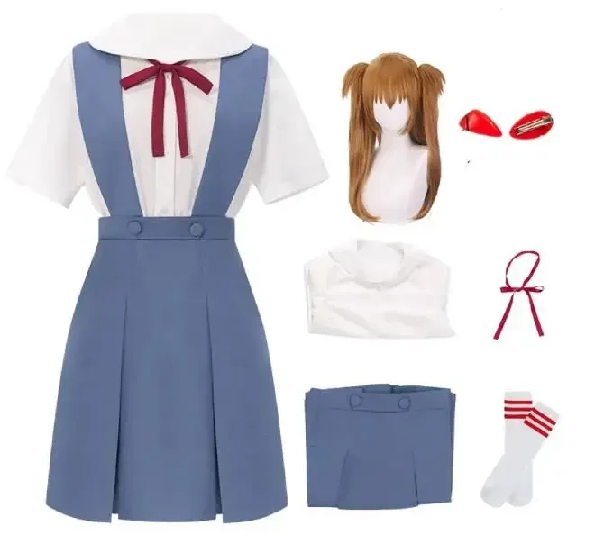 

Ayanami Rei Cosplay Dress with Socks Asuka Langley Sohryu School uniform Ayanami Rei Outfits for Anime Comic Con Asuka cosplay