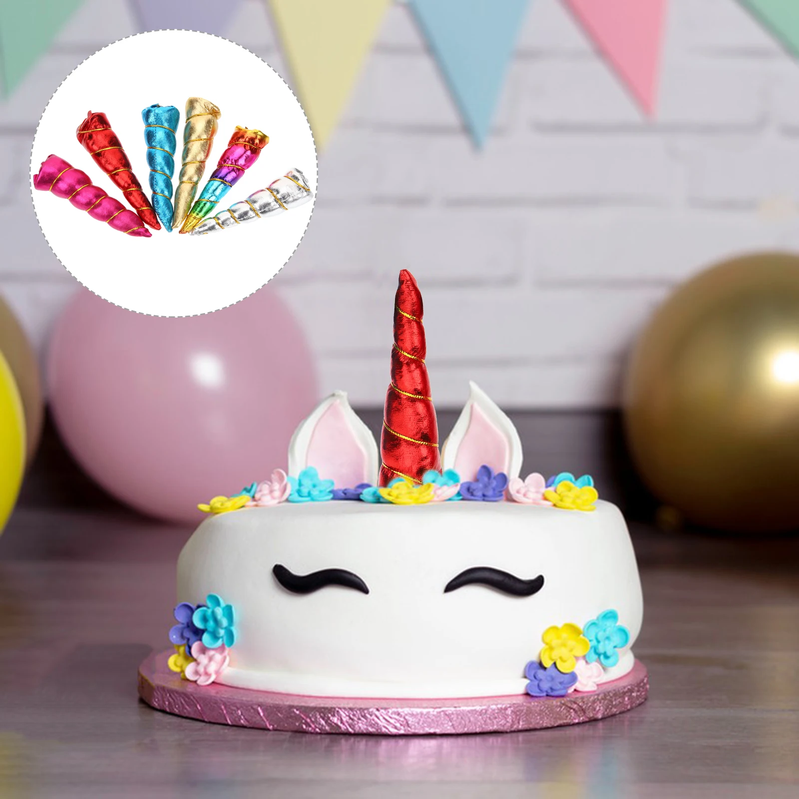 

12 Pcs Unicorn Horn Hair Toppers DIY Accessory Blue Gold Colored Red Silver Pink Photo Props Party Decorations