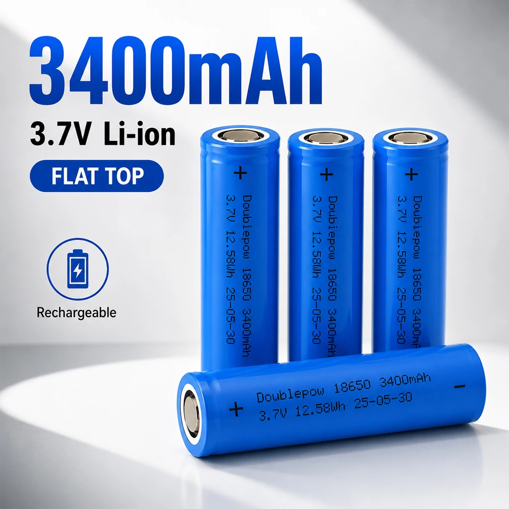 18650 Akku 3400mAh 3,7V Wiederaufladbare Li-Ionen-Lithium-Batterien mit flachem Anschluss für Taschenlampen, Spielzeug, Ventilatoren, Lautsprecher, elektronische Geräte – Detail 1