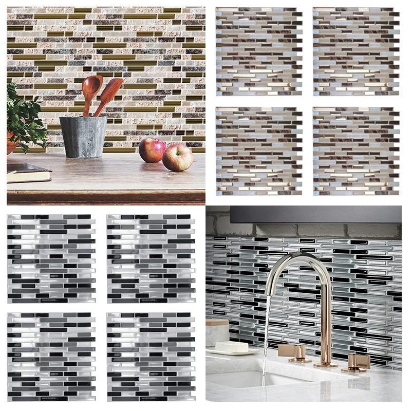 5/10PCS 3D Marble Pattern Waterproof Kitchen Oilproof Wall Tiles Sticker Adhesive Peel And Stick Wallpaper Modern Home Decor