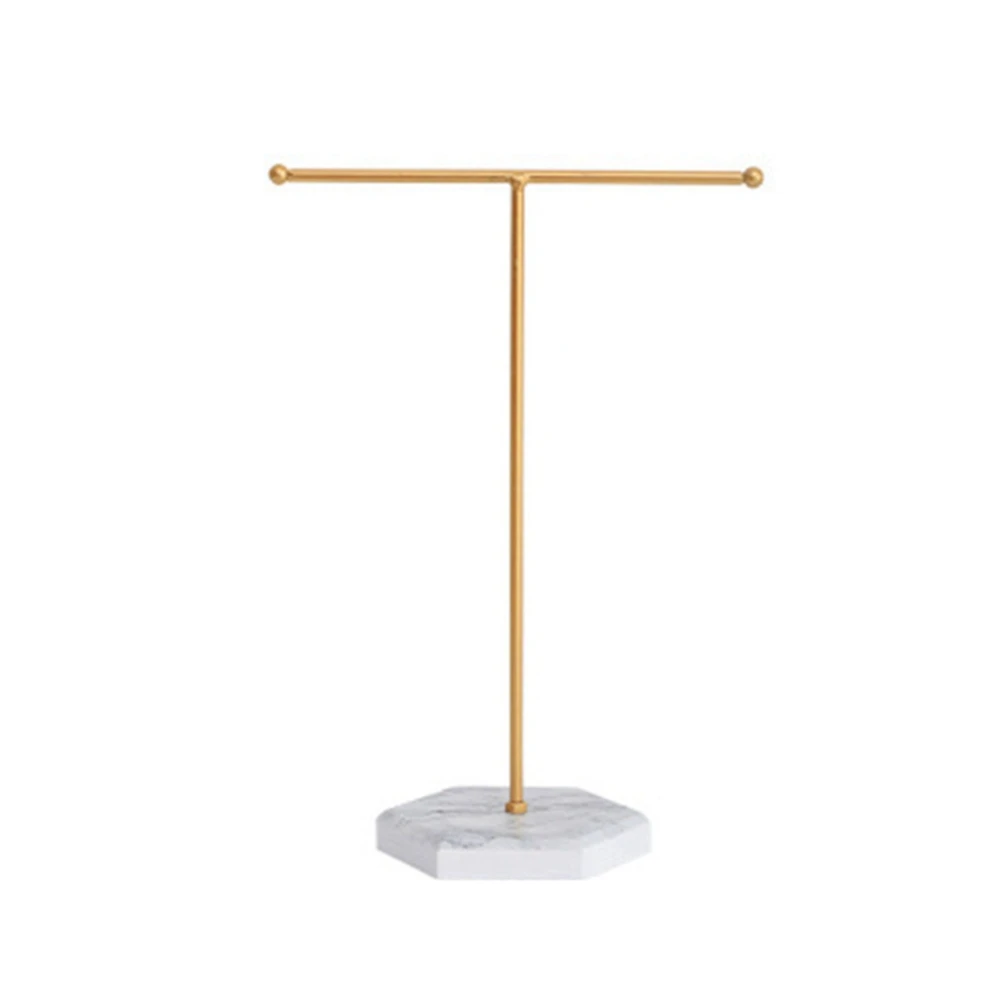 Jewelry Stand Display Necklace Holder T-Bar Plated Metal Tabletop Jewelry Organizer Tower for Show Jewelry Hanging B