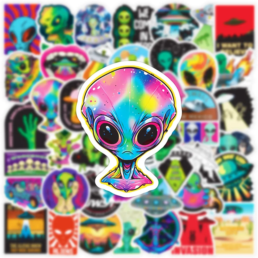 10/25/50pcs Outerspace ET Alien UFO Graffiti Stickers for DIY Scrapbooking Phone Laptop Guitar Suitcase Car Skateboard Helmet