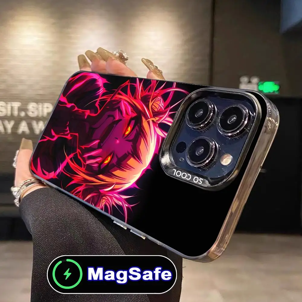 

Чехол для телефона My Hero Academia Himiko Toga для iPhone 16, 15, 14, 13, 12, 11 Pro Max Plus, полупрозрачный цветной защитный чехол MagSafe
