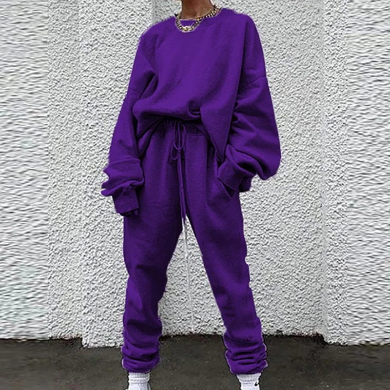 Herbst-Langarmhose für Damen Locker Lässig Einfarbig Bequeme Passform Neuer Stil Anzug – Detail 15
