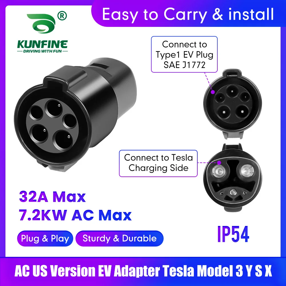 מתאם ב רכב חשמלי עבור j1772 סוג 1 כדי tesla דגם 3 y y y s מתכנס רכב חשמלי tesla ev מחבר מטען