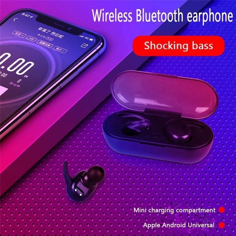 Earhpone Newest Bluetooth 5.0 HIFI Sound Wireless Headphones Waterproof Stereo Earphone Sport Bluetooth Headset Noise Cancelling