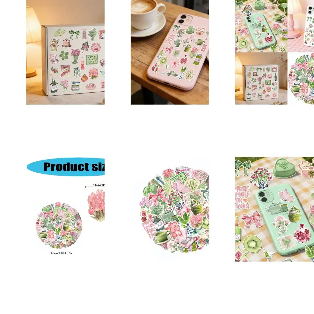  50Pcs Adhesive Aesthetic Sticker for Notebook Water Bottle Phone Scrapbooking