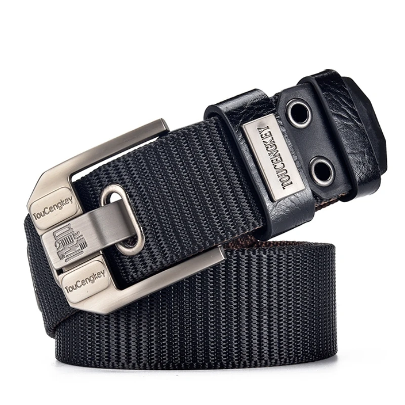 Men Pin Buckle Belt Canvas Belt Men'Fashion Nylon Belt, Jeans Belt, Military Training Thickened Denim BeltTrend,Outdoor Casual