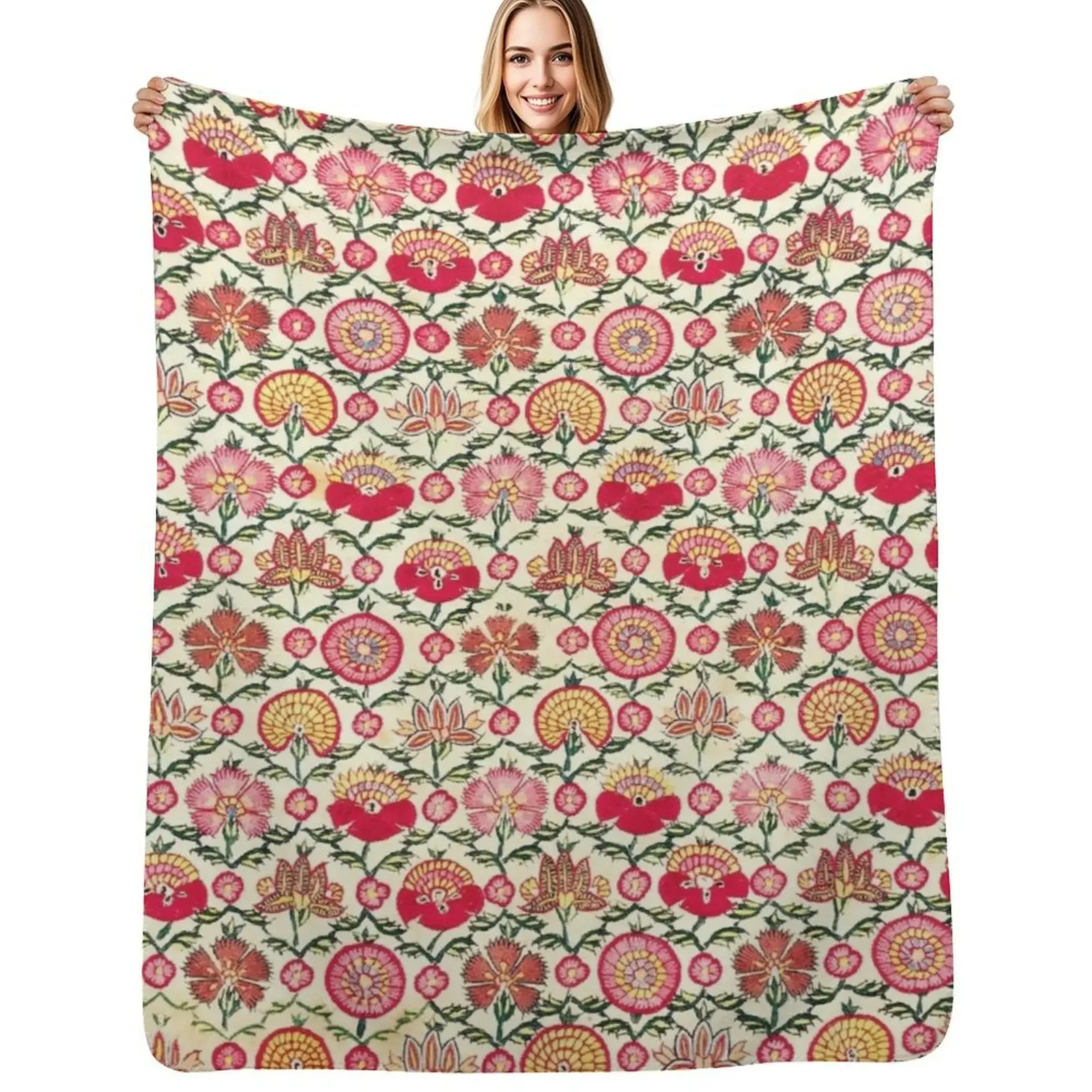 

Vintage Bohemian Suzani 14 Throw Blanket Thin Plush Flannels Comforter Blanket