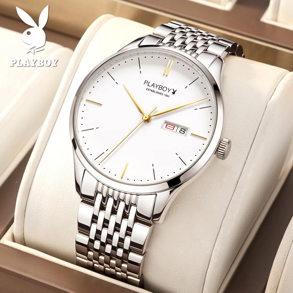 PLAYBOY New High Quality Mechanical Men\'s Watches Stainless Steel Classic Waterproof Business Wristwatch Automatic Watch for Men