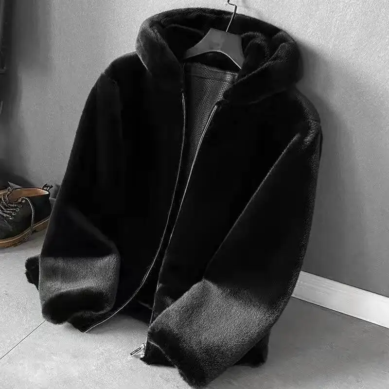 High Quality New Imitation Mink Fur Coat for Men Environmentally Friendly Synthetic Whole Mink Fur One-piece Slim Fit Fur Jacket