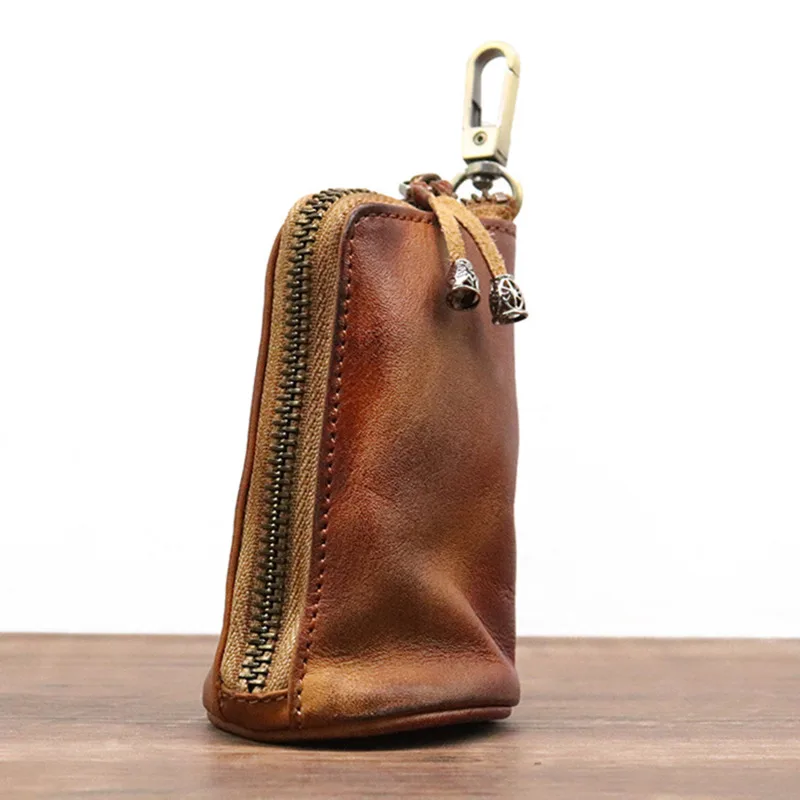 New Arrival Men PU Leather Key Bag Key Chain Holder Fashion Zipper Home Storage Bag Double Key Pack Car Bag for Man