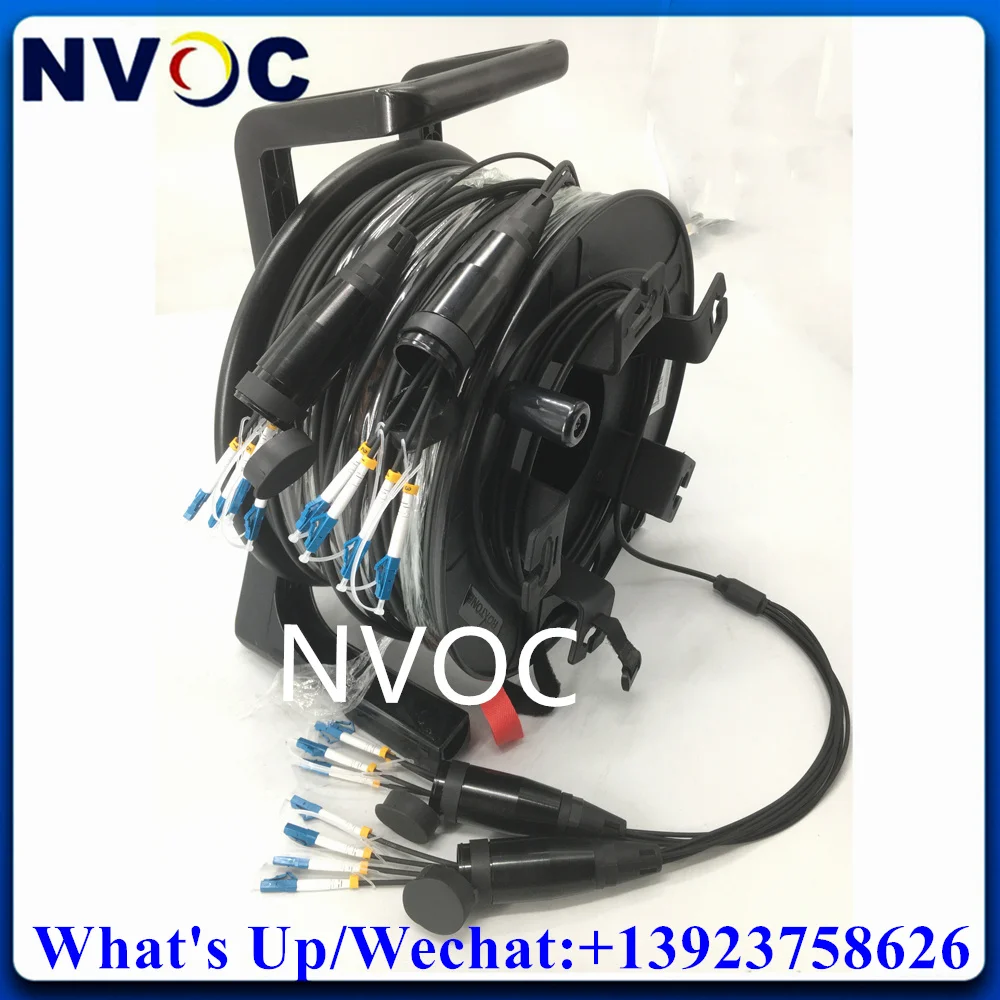 8Core 100M SM G657A1 في الهواء الطلق PDLC/UPC الألياف البلوز، 8C LC المدرعة Flexbile التصحيح الحبل 5.0mm TPU LED المرحلة كابل مع PCD235 لفائف