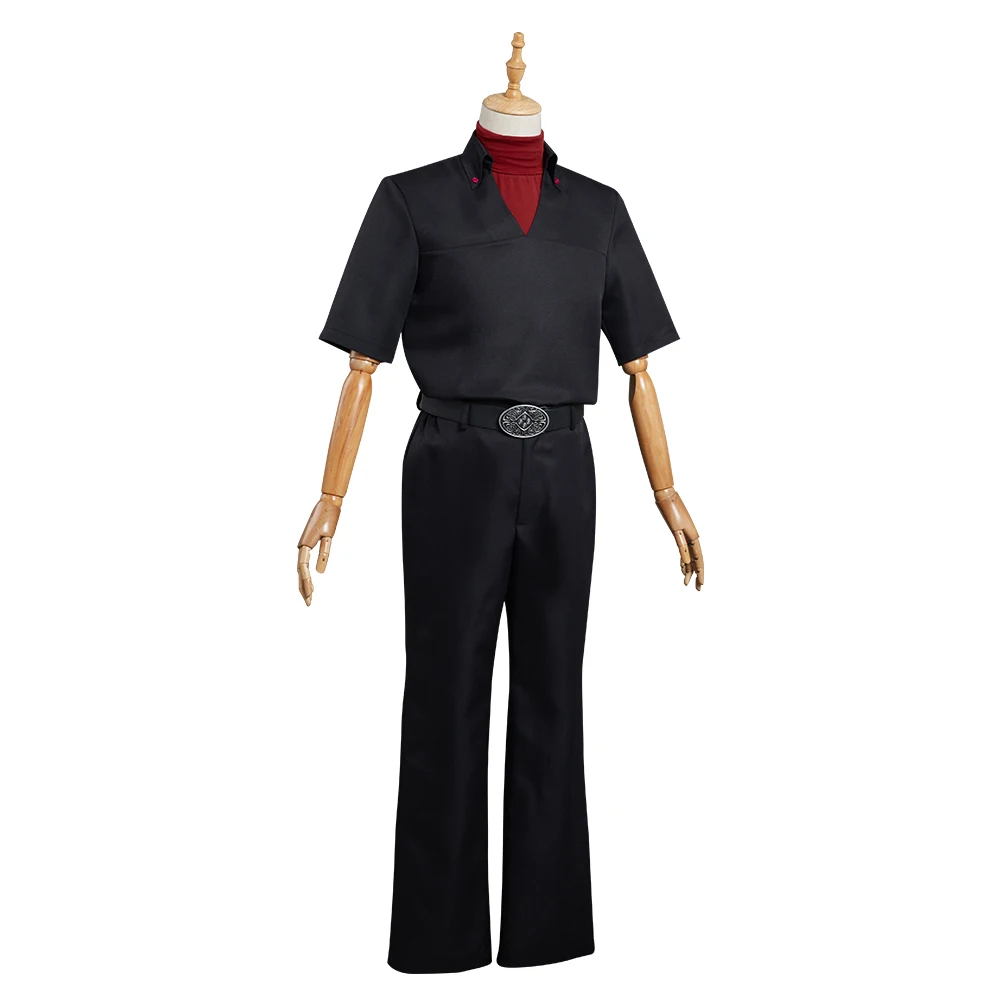 Costume de Cosplay Noir pour Adulte, Tenue de Carnaval d'Halloween, avec Chemise, Pantalon et Chapeau