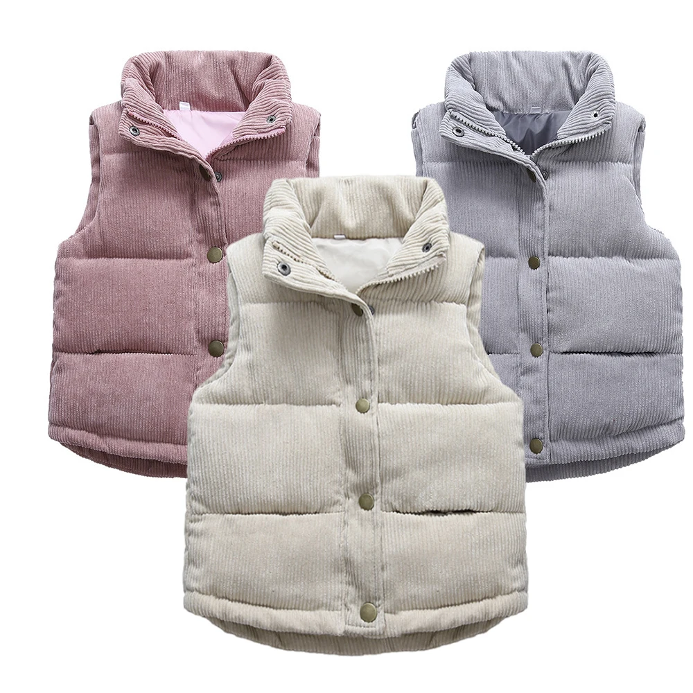 Autumn Winter Boys Girls Sleeveless Vest Jackets Kid Clothing for Girls 2-7Yrs Children Coats Casual Corduroy Outerwear Warm Top