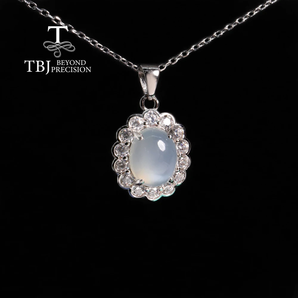 Natural white moonstone Oval 925 silver pendant necklace Light luxury elegant women's high jewelry gift