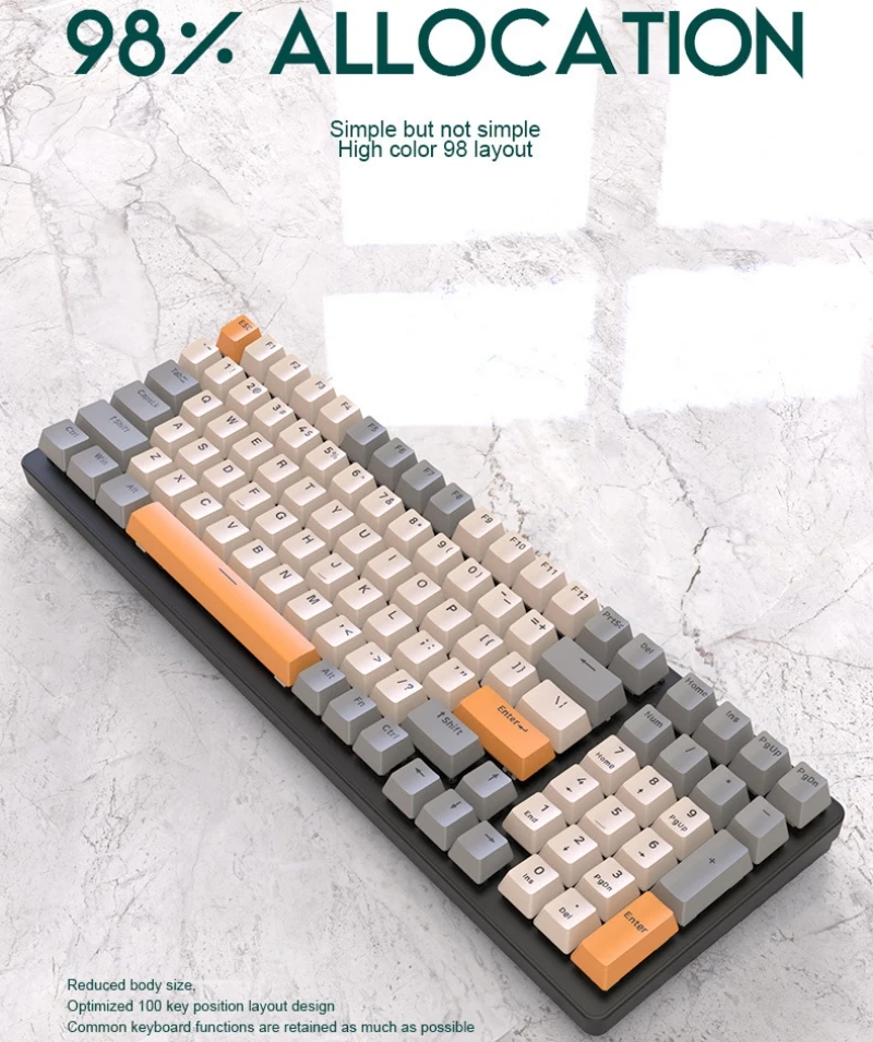 Mechanical Keyboard Hot Swap 100 Keys 98% Layout Spanish Russian Korean Arabic Mechanical Keyboard Wired Type C RGB Numpad K3