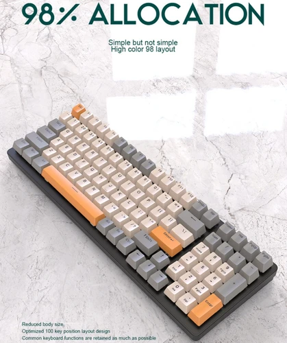 Imagen 2 del producto Teclado mecánico español con Ñ Intercambio en caliente 100 teclas Diseño 98% Teclado mecánico español con la Ñ ruso coreano árabe Luz RGB con cable tipo C Teclado numérico para Gaming Office K3