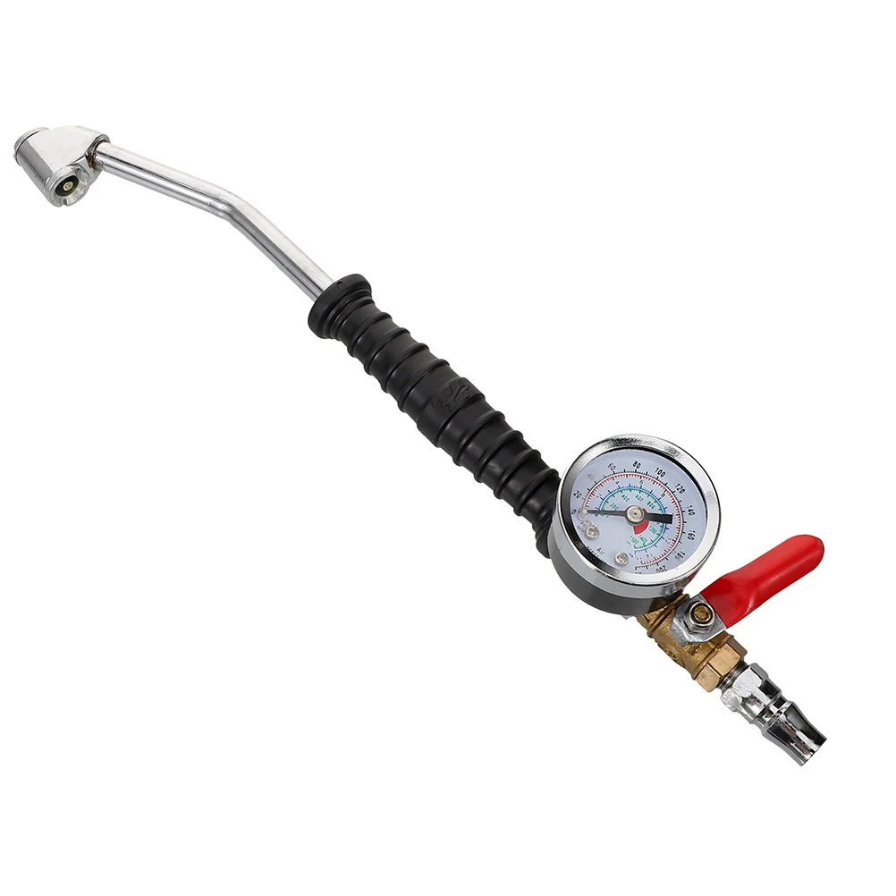 

Heavy Duty Truck Tire Inflator Gauge Extended Nozzle Bent Tube Inflation High Precision Pressure Measurement Durable
