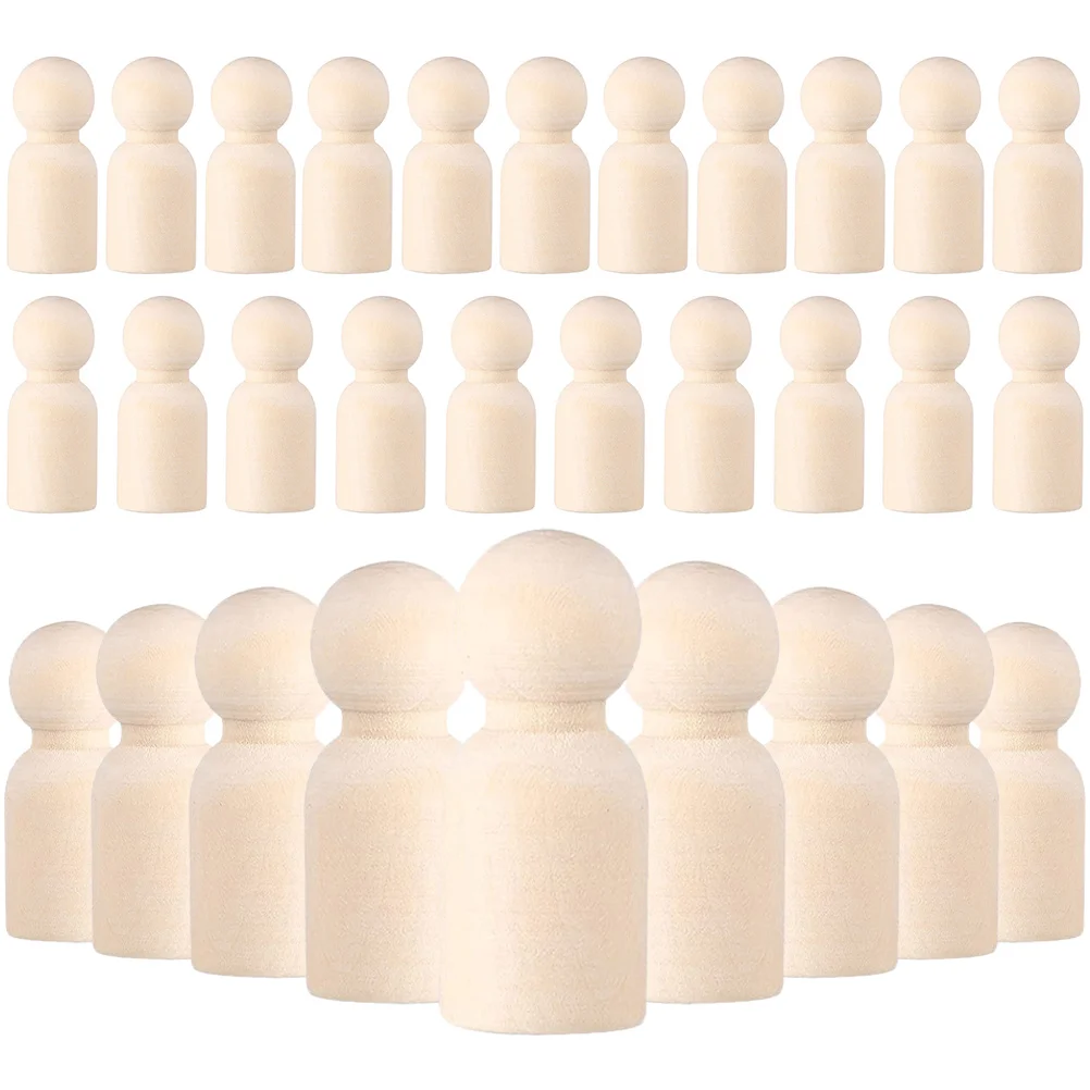 30 Pcs Unfinished Wooden Peg Dolls 35mm Kids Crafts Toy Blank Smooth Surfaces Child Supplies Fun Parent Child Activities