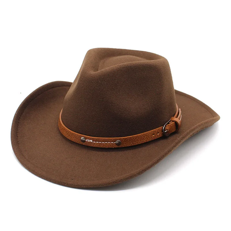 Foreign Trade New Western Cowboy Hat Dance Performance Fedora Hat Belt Accessories Felt Cap Couple Hat