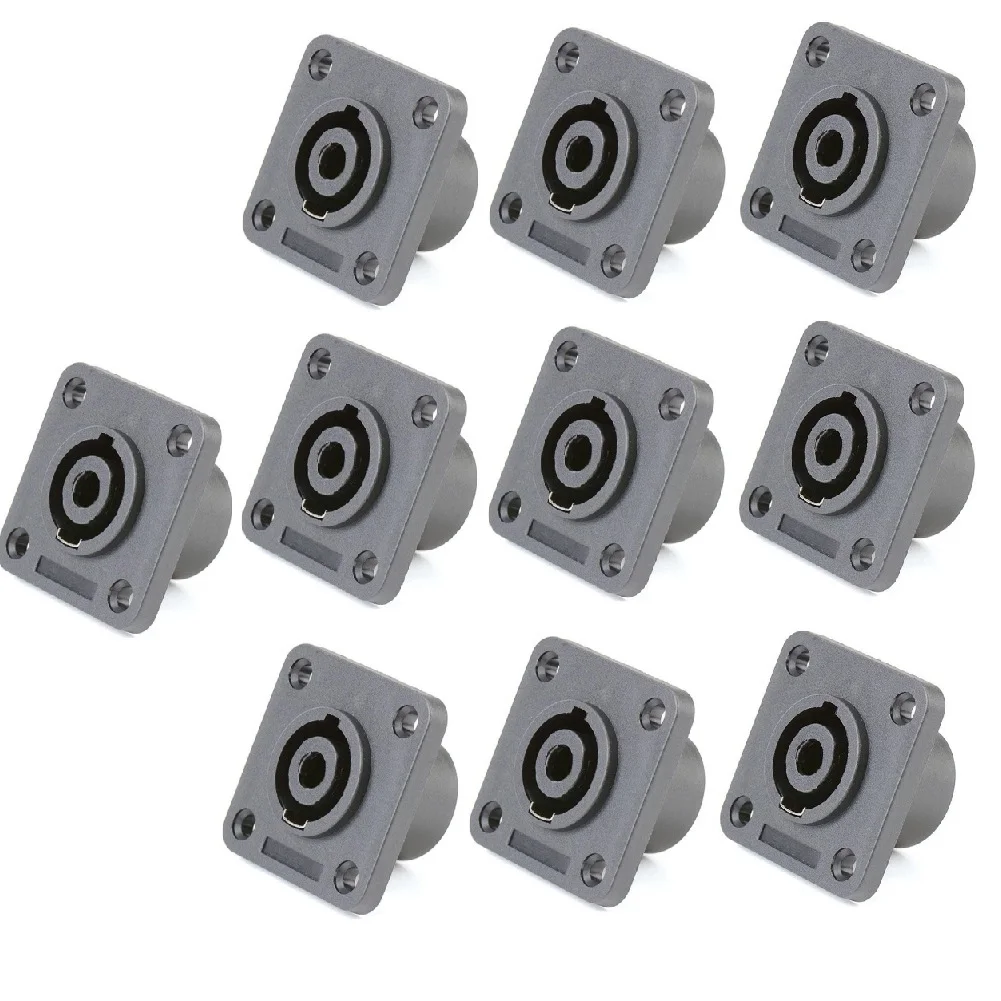 10Pcs 4-Pole Speakon Female Receptacle Connector Zinc Alloy Panel Mount Socket For Loudspeaker Audio System