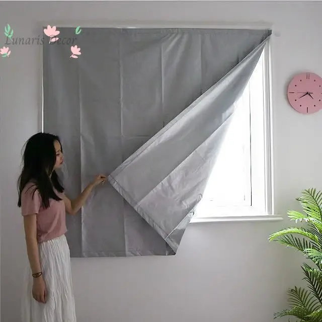 Full blackout cloth, curtain, sunshade cloth, light blocking, bedroom hook type Velcro, heat insulation and sun protection