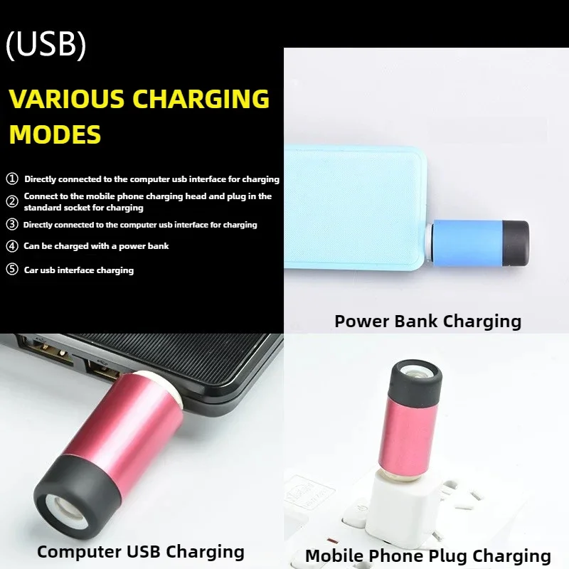 مصباح يدوي صغير USB قابل لإعادة الشحن LED متعدد الوظائف الشعلة مصباح جيب المفاتيح مصباح يدوي مقاوم للماء التخييم في الهواء الطلق الخفيفة #6