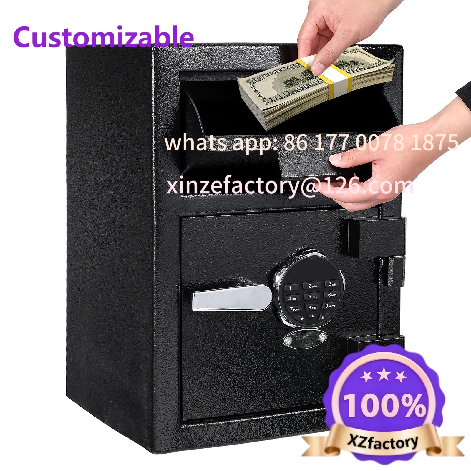 Customizable Depository Safe Digital Depository Safe Box, 13.7''X15.7''X19.2'' Electronic Steel Safe with Keypad ,Locking Drop