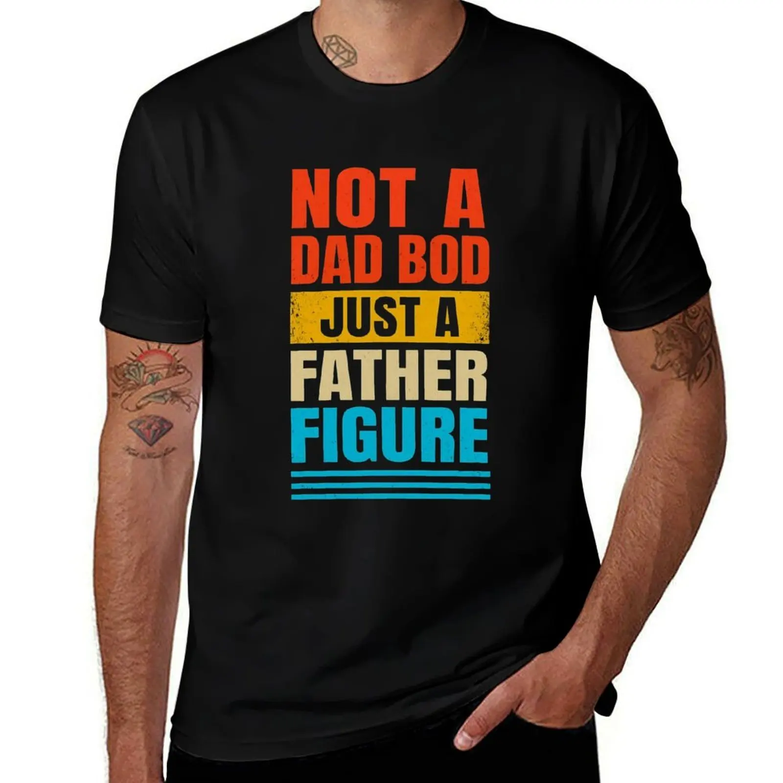 

Not a Dad Bod just a Father Figure Witty Fathers Day Design Футболка больших размеров Забавная футболка черные возвышенные Мужская одежда