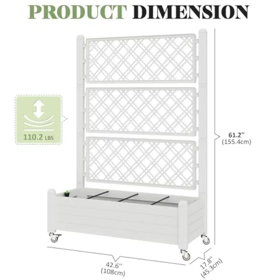 Trellis Raised Garden Bed, Self-Watering Planter Box