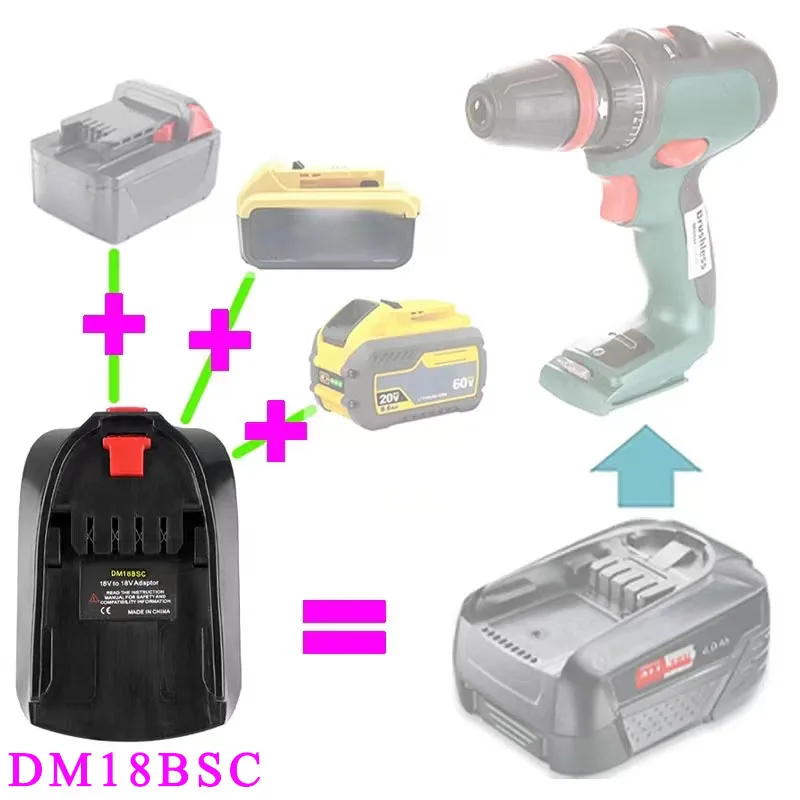 리튬 이온 배터리 어댑터 컨버터, BOSB18C, MT18BSC, DM18BSC, Makita, DeWalt, Milwaukee, Bosch 가정용 리튬 공구, 모두 18V