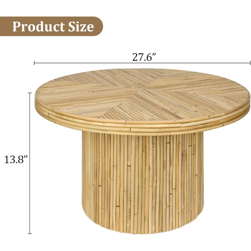 Круглый журнальный столик, небольшой журнальный столик из ротанга, современный журнальный столик середины века