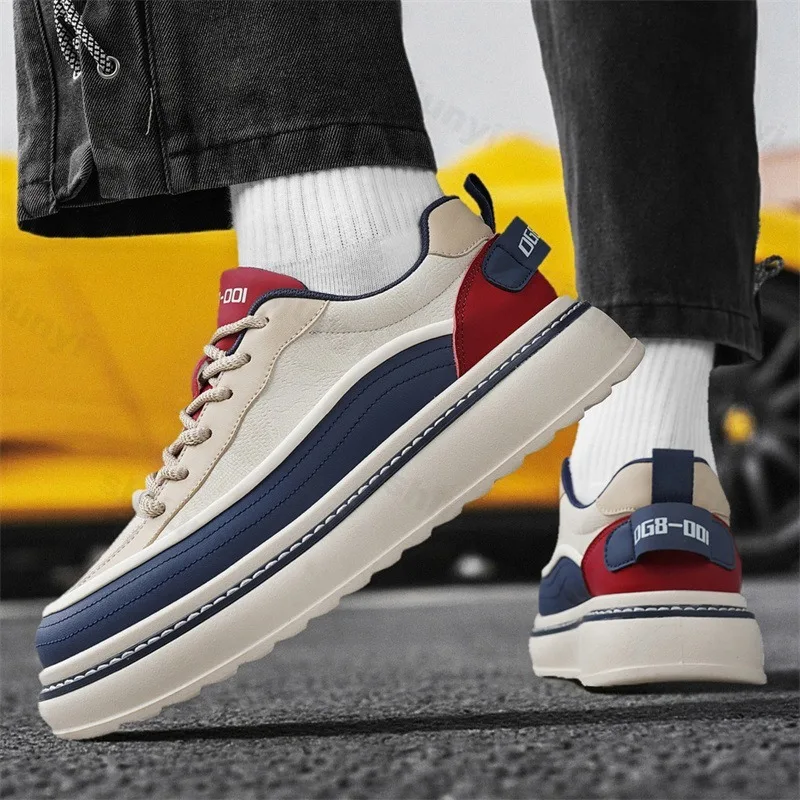 

2025 Autumn Men's Niche Design Low Top Thick Soled Sports Shoes Fashion Trend Comfortable Non Slip Colo Blocked Chunky Sneakers