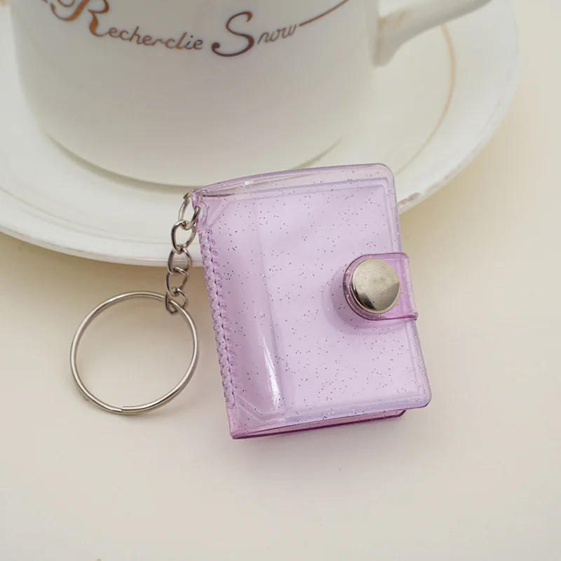 50pcs 1 inch Pockets Photo Holder Transparent DIY Mini Album Keychain Portable Certificate Pictures Storage Key Ring