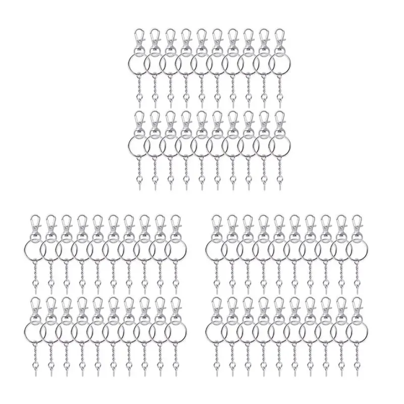 ABWZ-150 Pieces Metal Swivel Clasps Lanyard Snap Hook Lobster Claw Clasp And Key Rings Keychain With 11Mm Screw Eye Pins