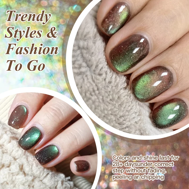 7ml オーロラキャット マグネットジェルネイルポリッシュ グリッター効果 セミパーマネント UV/LEDジェルネイルアート マニキュア DIYネイル用品