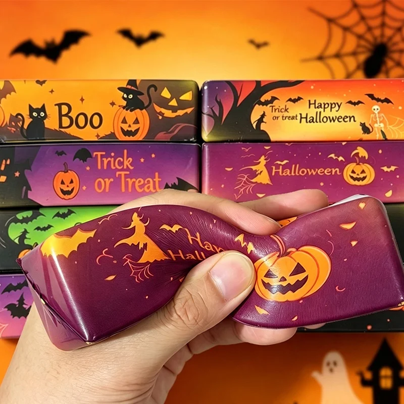 Halloween Butter Bar Fragrant Squishy Slow Rebound Squeeze Toy Spooky Pumpkin Ghost Bat Pattern Stress Anxiety Relief Fidget Toy