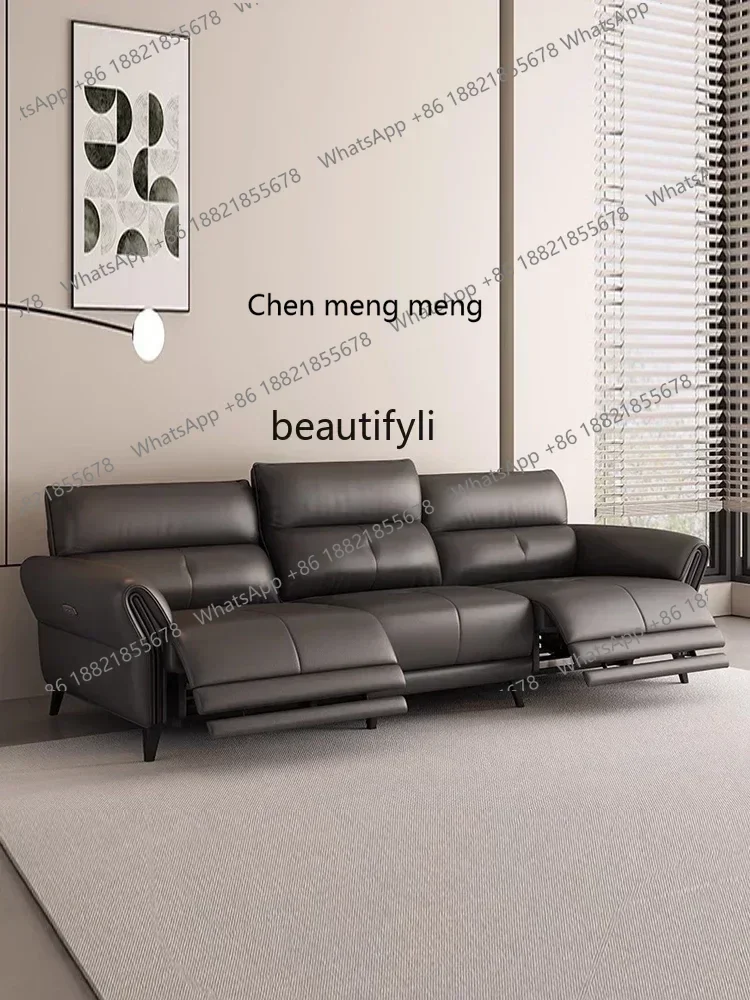 

X First Class Electric Functional Leather Sofa Modern Simple Home Living Room Zero Wall High-End Straight Leather SofaA