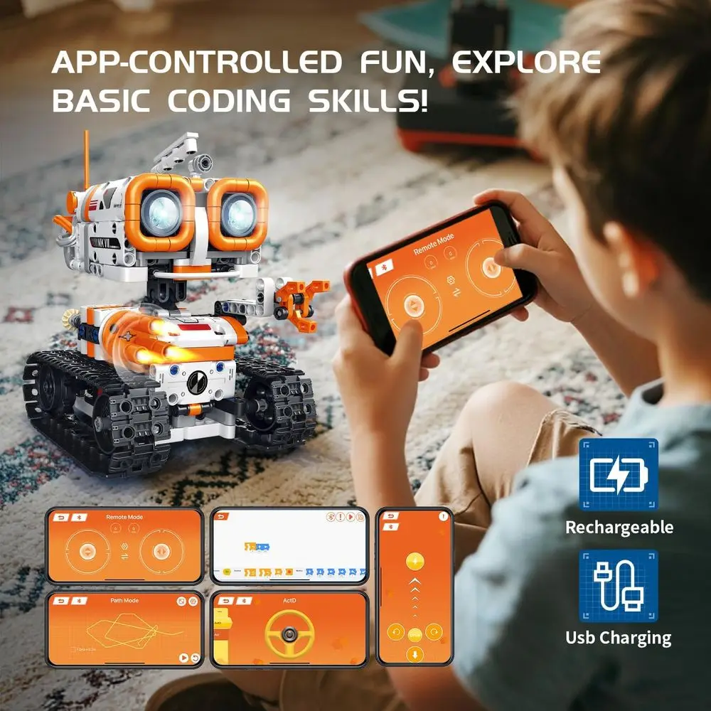 STEM Robotics Kit: 560+ Pieces, App/Remote Control, Compatible with LEGO, Coding & Programming, Ideal Gift for Boys Aged 8-14